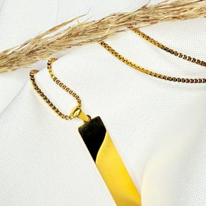 Collar | Oro con dije rectangular enchapado colgante