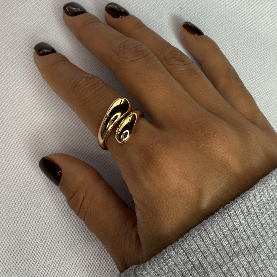 Anillo geométrico gota | Dorado