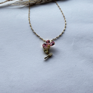 Collar dije Flor Rosa Brillante | Dorado