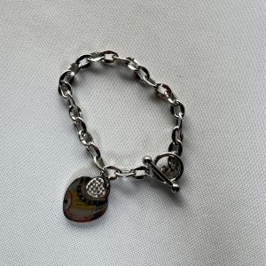 Brazalete en forma cadena con dije Corazón brillante | Plateado