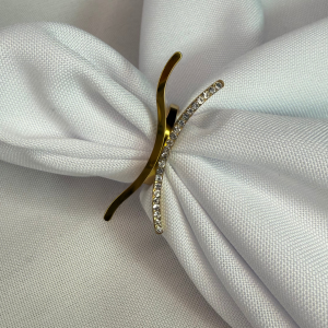 Anillo en forma Geométrica horizontal irregular circón | Dorado