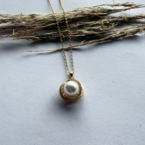 Collar con dije Perla Brillante | Dorado