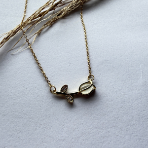 Collar con dije de Tulipán transparente | Dorado