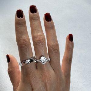 Anillos Plata 925 Geométrico Para Hombre Y Mujer compromiso, SET 2 | Plata