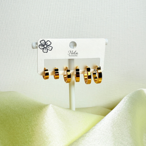 Aretes Set 3 círculos gruesos | Dorado