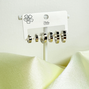 Aretes Set 3 círculos gruesos | Plateado