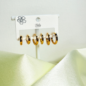 Aretes Set 3 círculos delgados | Dorado