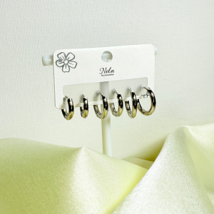 Aretes Set 3 círculos delgados | Plateado