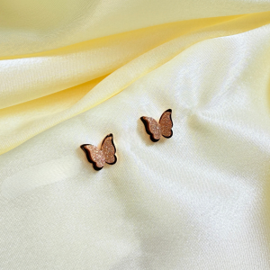Aretes mariposa brillante | Oro Rosa