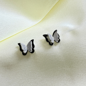 Aretes mariposa brillante | Plateados