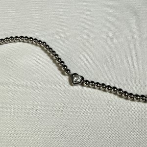 Brazalete cuentas de Corazón | Plateado