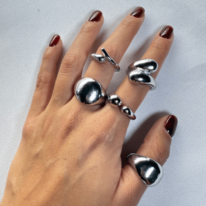 Anillos círculos, SET 5 | Plateados