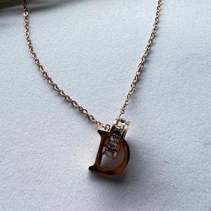 Collar con Dije Letra D Brillante | Oro Rosa