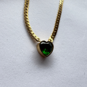 Collar Corazón verde brillante | Dorado