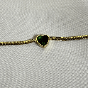 Brazalete Corazón verde brillante | Dorado
