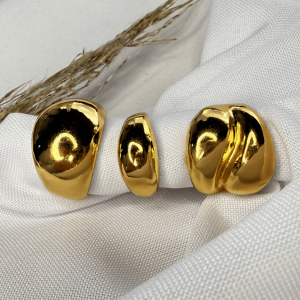 Anillos círculos gruesos, SET 3 | Dorados