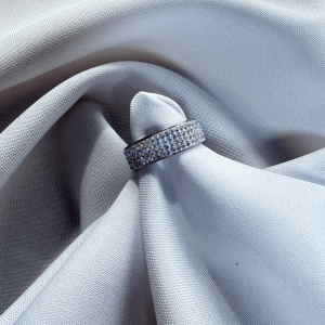 Anillo circón redondo, talla 12 | Plateado