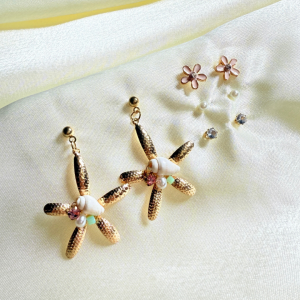 Aretes Set 4 Estrella de Mar | Dorados